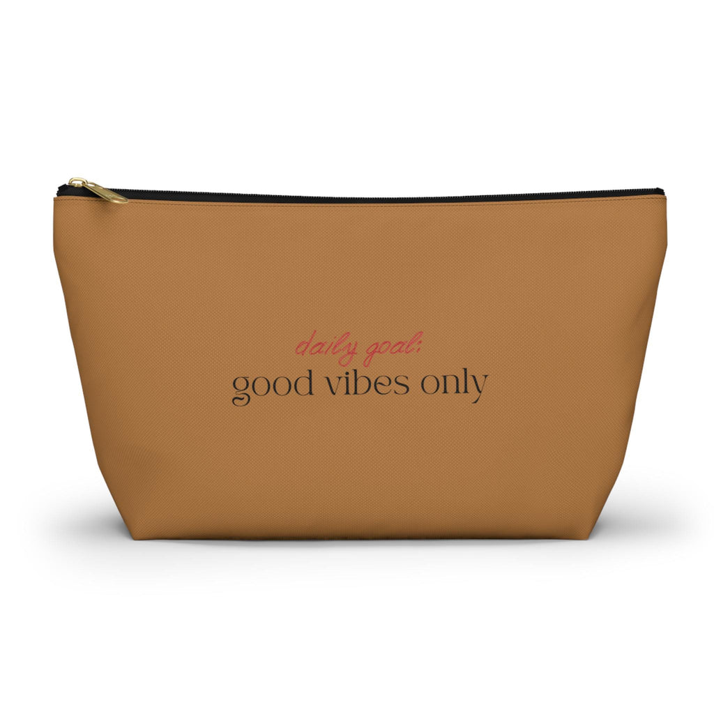 good vibes only accessory pouch | T-bottom zipper makeup bag