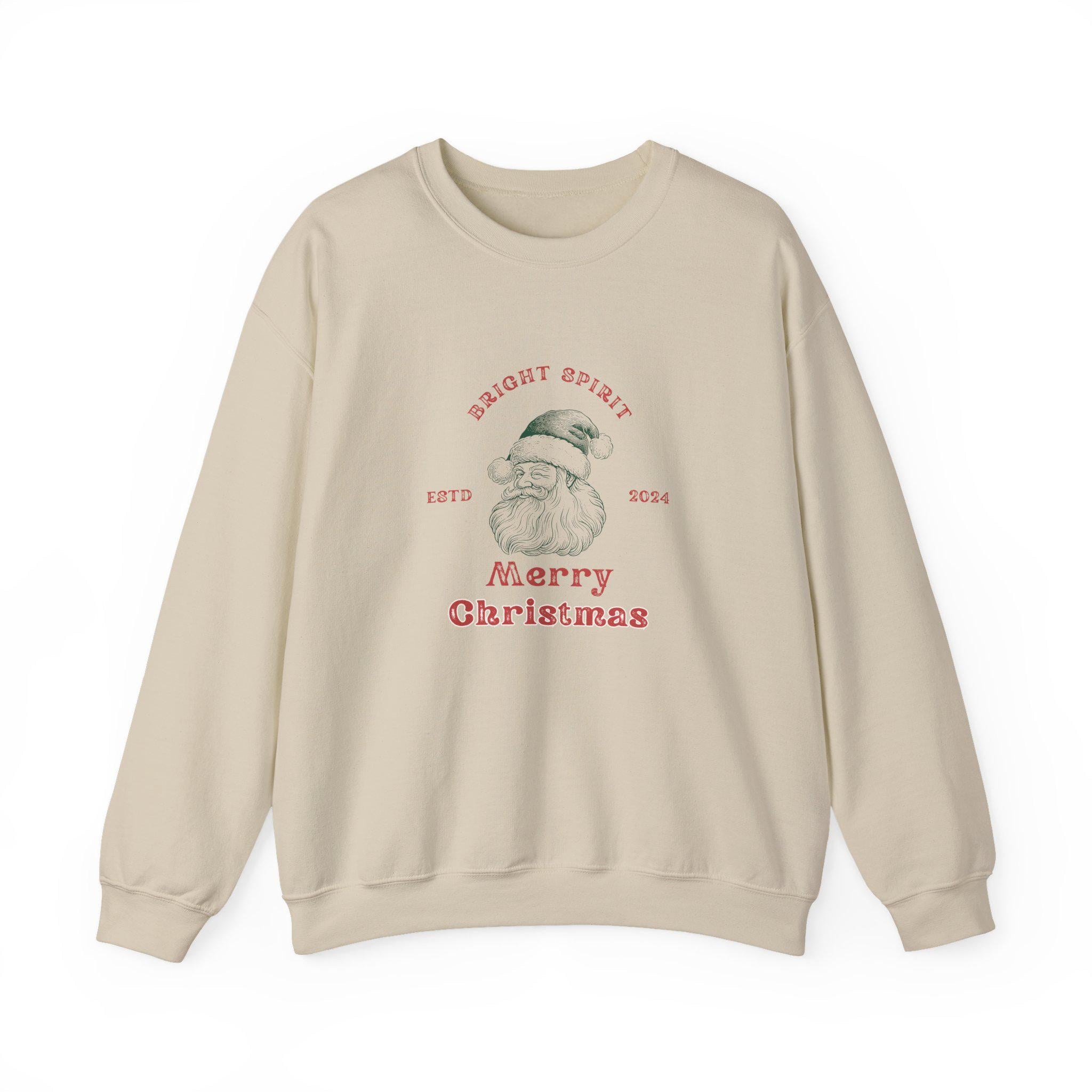 Vintage Santa Merry Christmas sweatshirt | Bright Spirit holiday crewneck