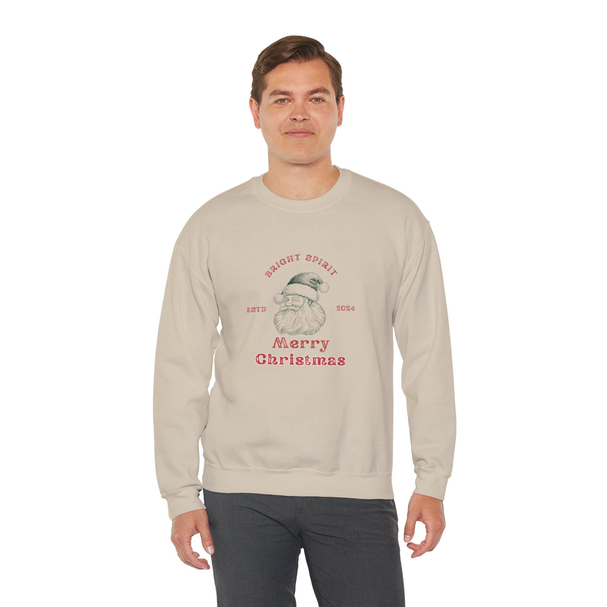 Vintage Santa Merry Christmas sweatshirt | Bright Spirit holiday crewneck